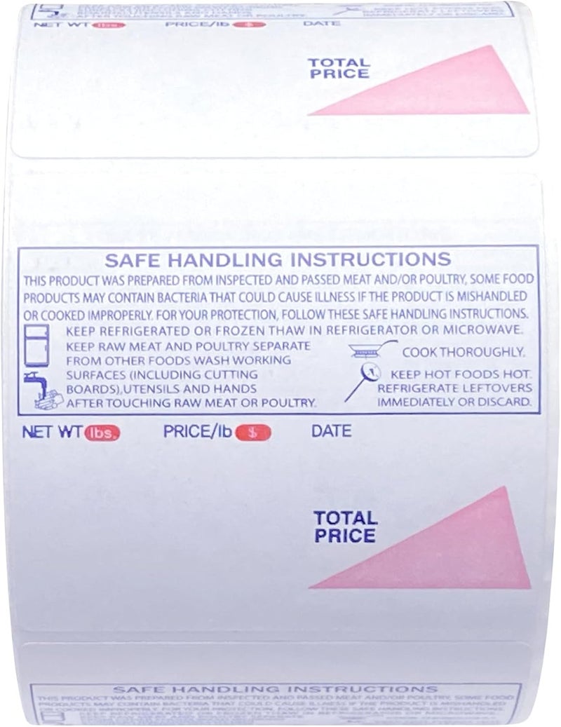 VisionTechShop ISHIDA 1848 Printing Scale, AC, Astra, RED/Blue Triangle UPC Safe Handling 64mm x 59mm, 625 Per Roll, 12 Rolls per Case - Image 3
